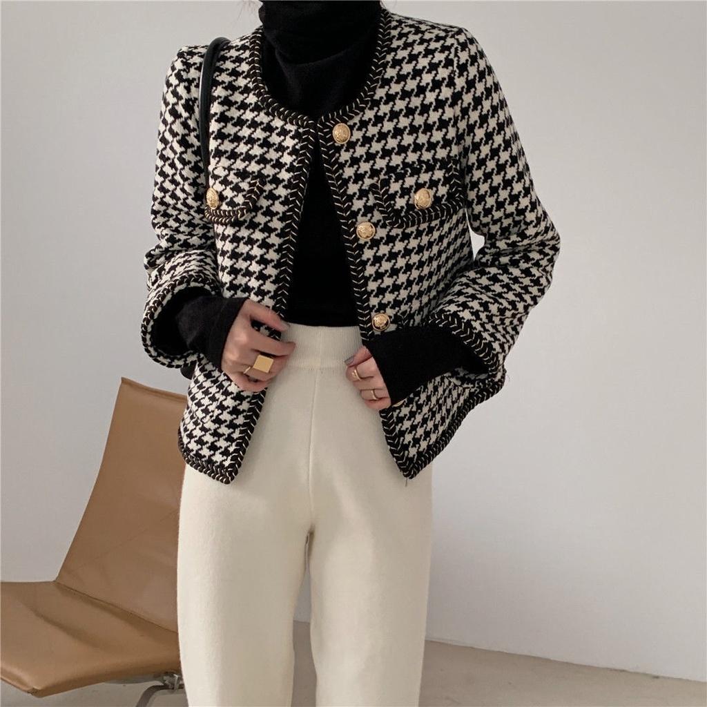 LEN DẠ TWEED | Set Len Giả Dạ Tweed Nữ Tiểu Thư Họa Tiết Trám Ô Dày Dặn Gồm Áo Khoác Và Chân Váy Ulzzang