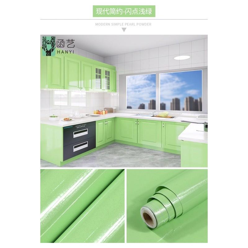 5M DeCal xanh lá nhũ bóng chống nước cho nhà bếp keo sẵn khổ 60cm
