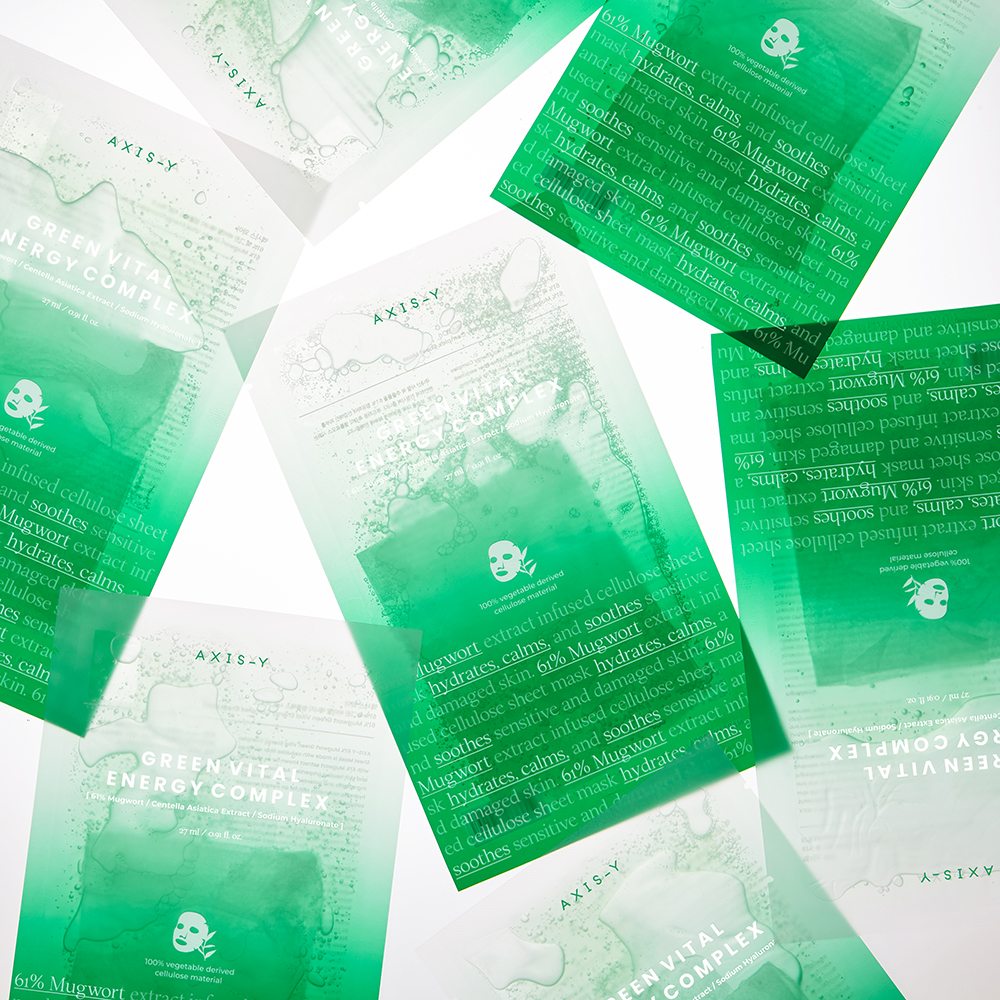 Axis-Y Combo 2 Mặt nạ giấy Mugwort Green Vital Energy Complex Sheet Mask 27ml