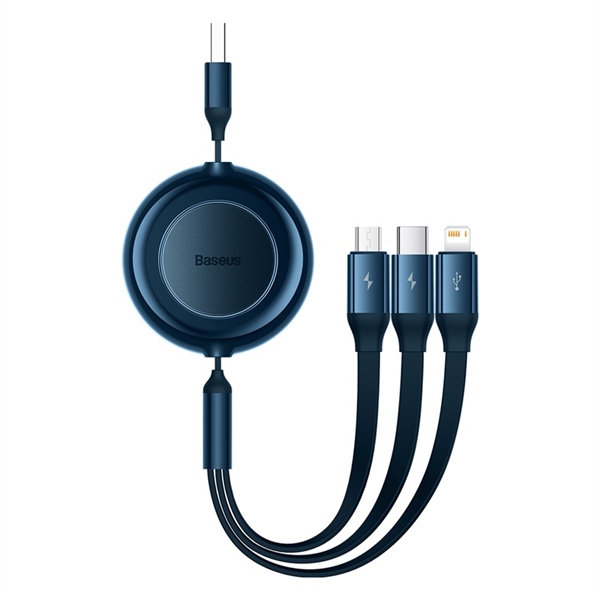 Cáp sạc dây rút 3 đầu Baseus Bright Mirror 2 Series Retractable USB to M+L+C 3.5A 1.1m- hàng chính hãng