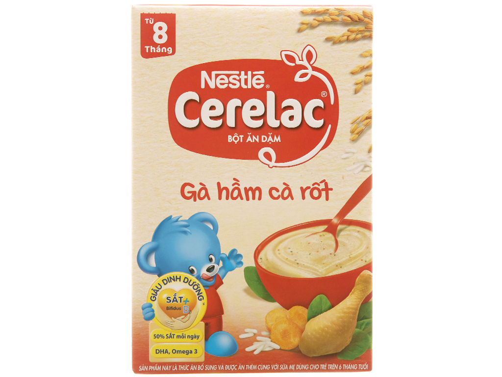 Bột ăn dặm Nestlé Cerelac gà hầm cà rốt hộp 200g (từ 8 tháng)