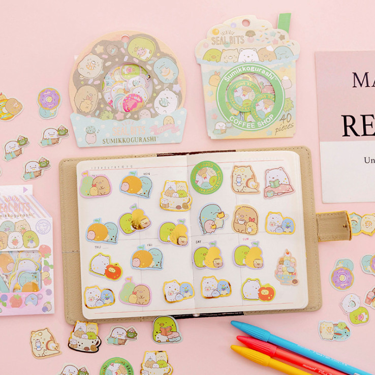 Bịch 40 Miếng Nhãn Dán Sticker Trang Trí Kawaii Nhật Bản