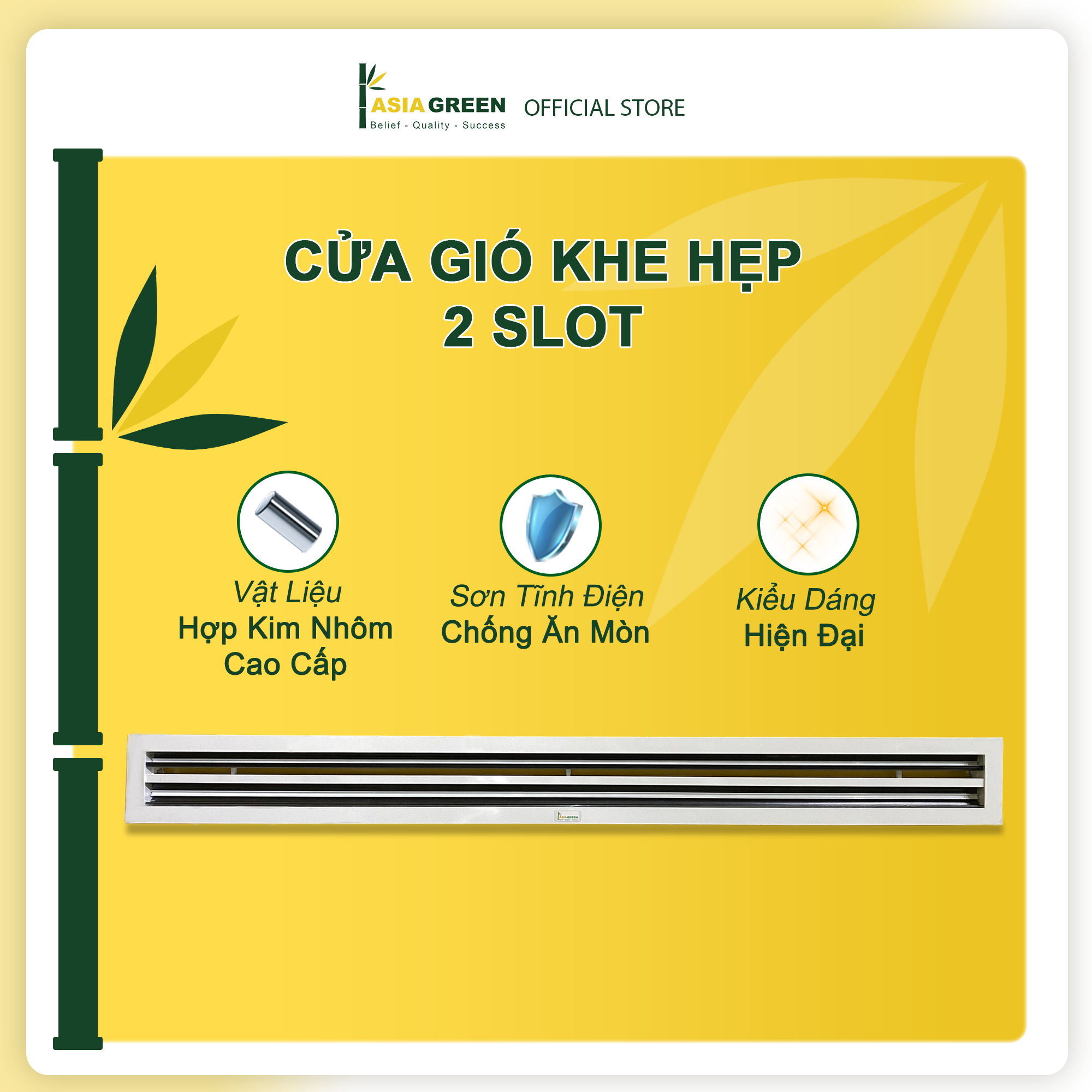 Cửa Gió Nan 2 Slot, Điều Chỉnh Lưu Lượng Gió, Sơn Tĩnh Điện, Cửa Cấp/Hồi, ASIA GREEN ( Giá bao gồm VAT)