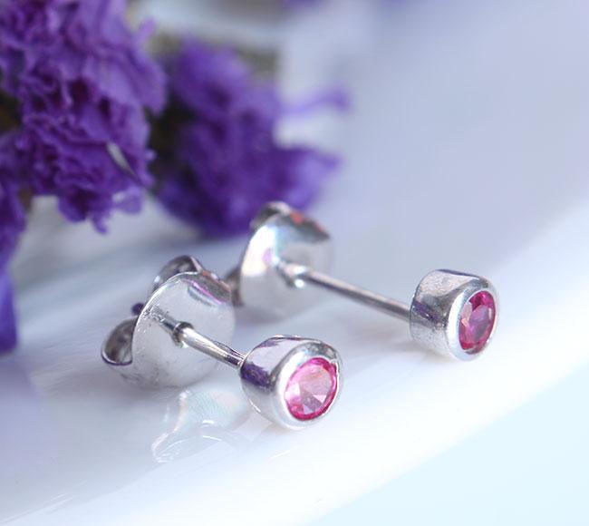 Bông tai bạc nữ Pink level