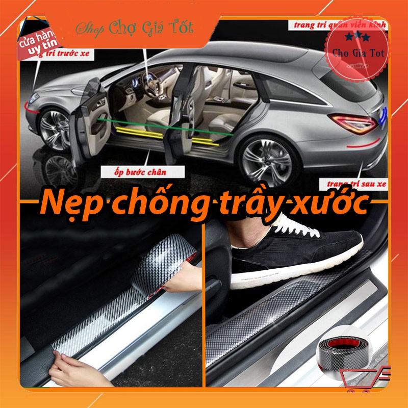 Nẹp Carbon CHỐNG TRẦY XƯỚC bậc cửa bậc cốp ba đờ sốc ô tô