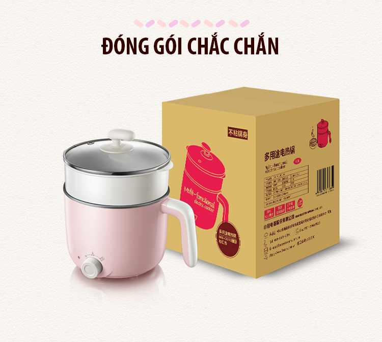 Nồi điện hầm cháo, nấu mỳ, nồi lẩu mini đa năng DRG-C12K1 (Hàng nội địa) tặng ổ cắm 3 chấu