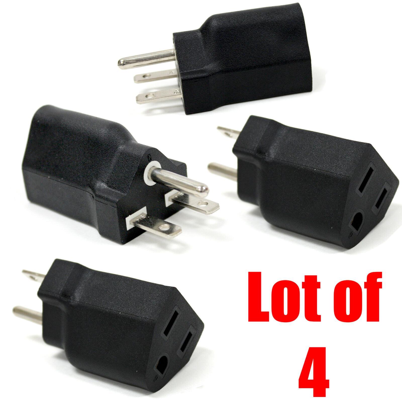 2xPortable 110-120V to 220-240V Plug Adapter Black 6-15R To 5-15R