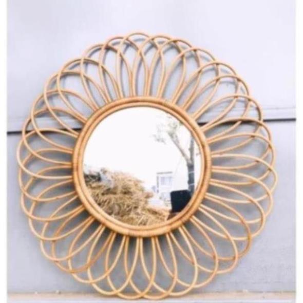 Xưởng mây tre- gương mây hoa cúc - Gương Mây Tre Treo Tường - Rattan Miror - Gương mây decor -Hàng XK