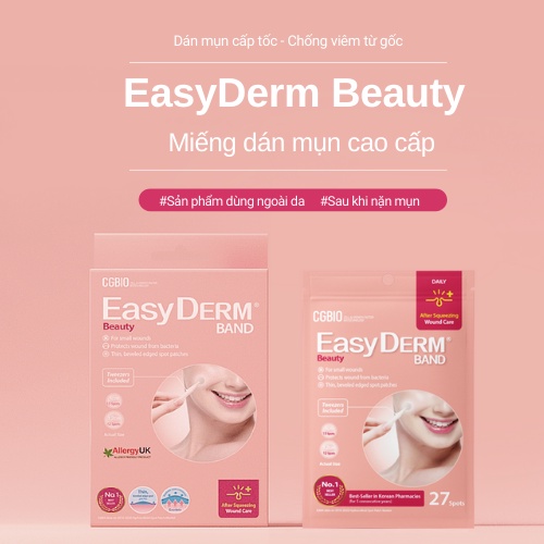 Miếng dán mụn giảm sưng viêm CGBIO EASYDERM BEAUTY (27 miếng) - Tặng kèm nhíp gắp tiện dụng