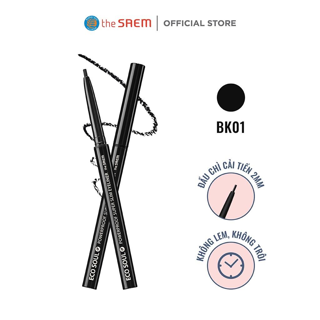 Bút Kẻ Mắt Chống Nước The Saem Eco Soul Powerproof Super Slim Eyeliner (0.1g)