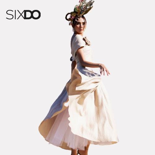 Đầm trễ vai linen dáng phồng SIXDO