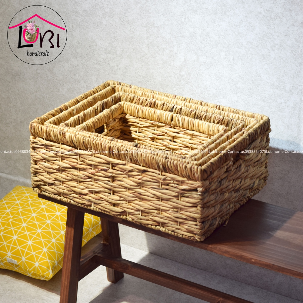 Lubihandicraft - Sọt đựng đồ đan lục bình miệng bo đôi - sang trọng