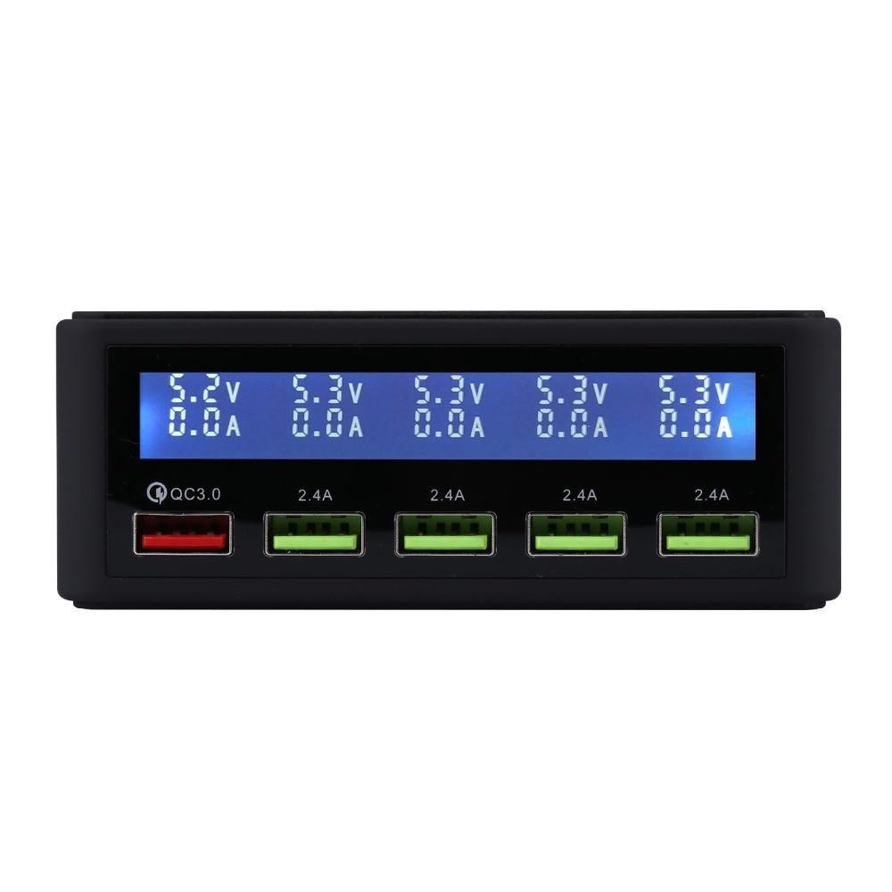 Đế Sạc Nhanh Để Bàn 40W 5 Cổng USB 3.0 Có Đèn LED Cho iPhone X 8 7 6 iPad
