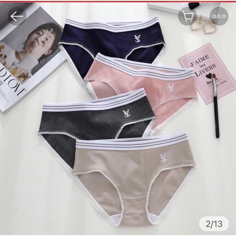 QUẦN LÓT GÂN TĂM COTTON VIỀN LƯNG REN