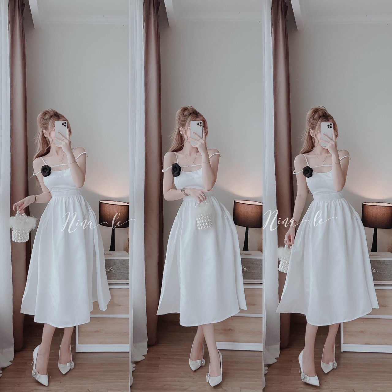 ĐẦM XÒE 2 DÂY TAPTA ĐÍNH BÔNG QUYẾN RŨ