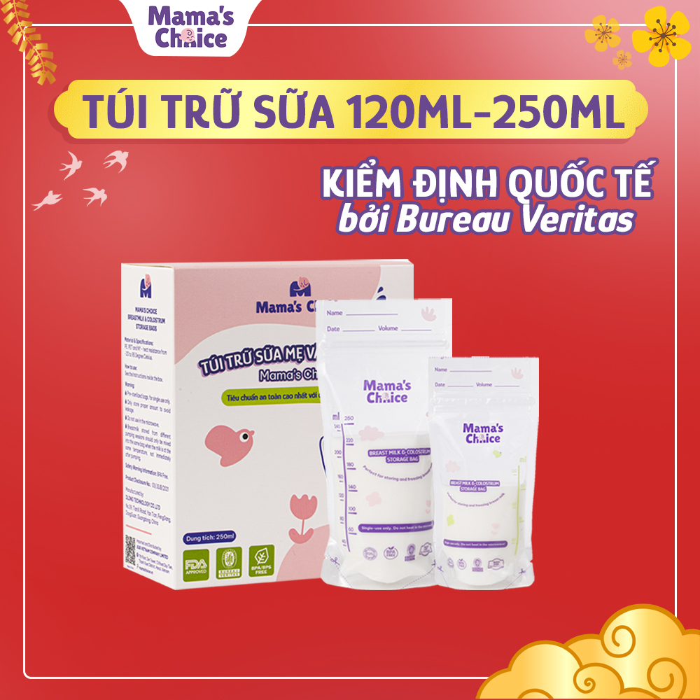 Túi Trữ Sữa Và Bảo Quản Sữa Mẹ Mamas Choice, Bịch Đựng Sữa Mẹ, Có Khóa Zip Tiện Lợi An Toàn, Lẻ 10 Túi - 250ml