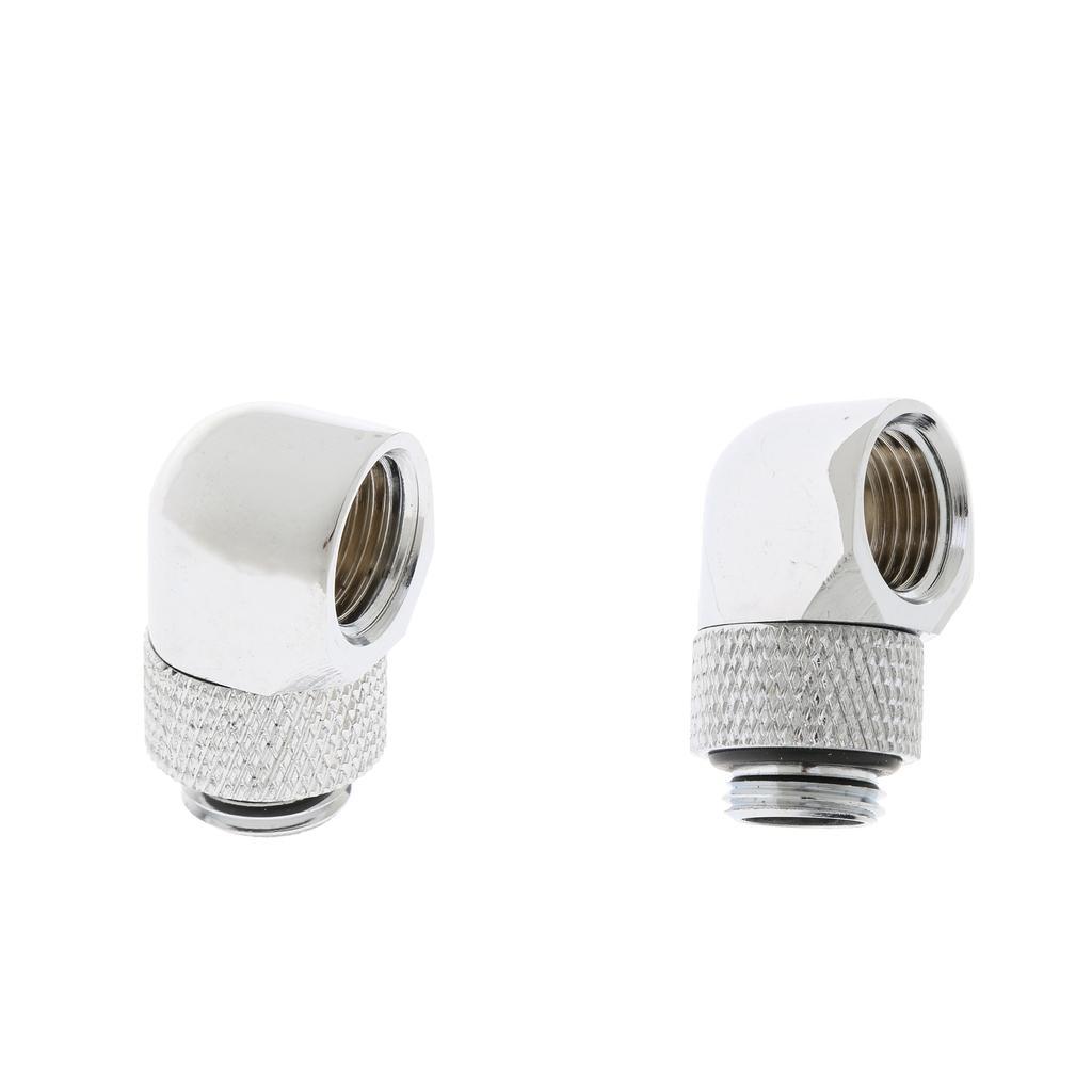 2x G1/4'' Rotary Multi-Link Adapter Fitting for Water Cooling System Silver