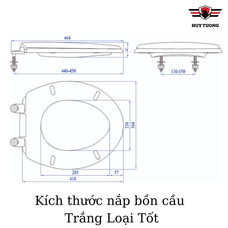 Bộ nắp bàn cầu nhà vệ sinh bằng nhựa cao cấp, thích hợp sử dụng với nhiều loại bồn cầu