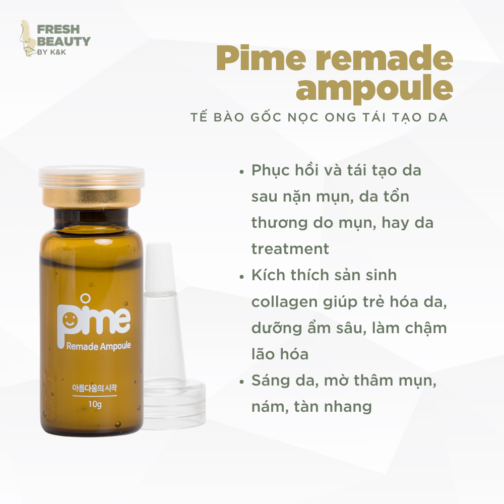 Set 5 Tế bào gốc nọc ong  Pime Remade Ampoule tái tạo phục hồi da, hỗ trợ mờ sẹo rỗ, nám