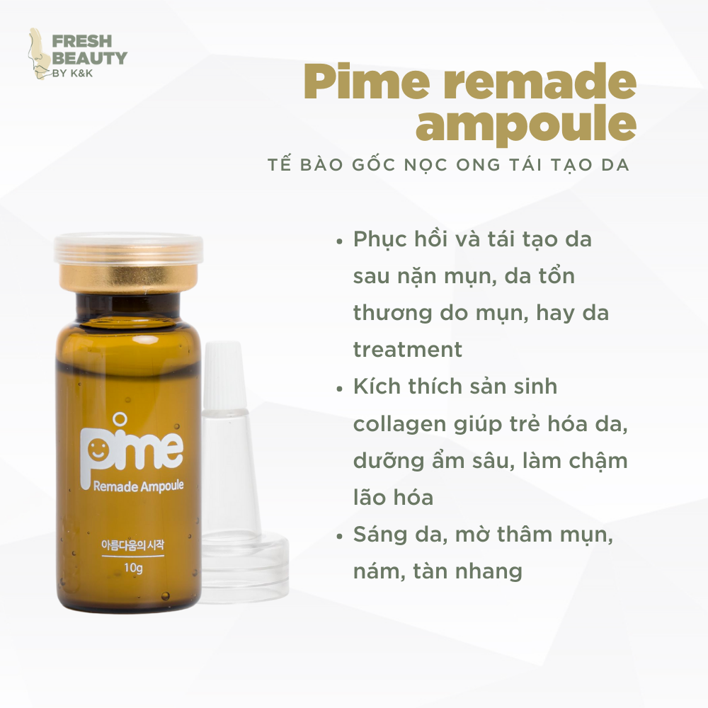 Tế bào gốc nọc ong Pime Remade Ampoule dạng tinh chất mờ sẹo rỗ thâm nám, phục hồi da treatment 10ml
