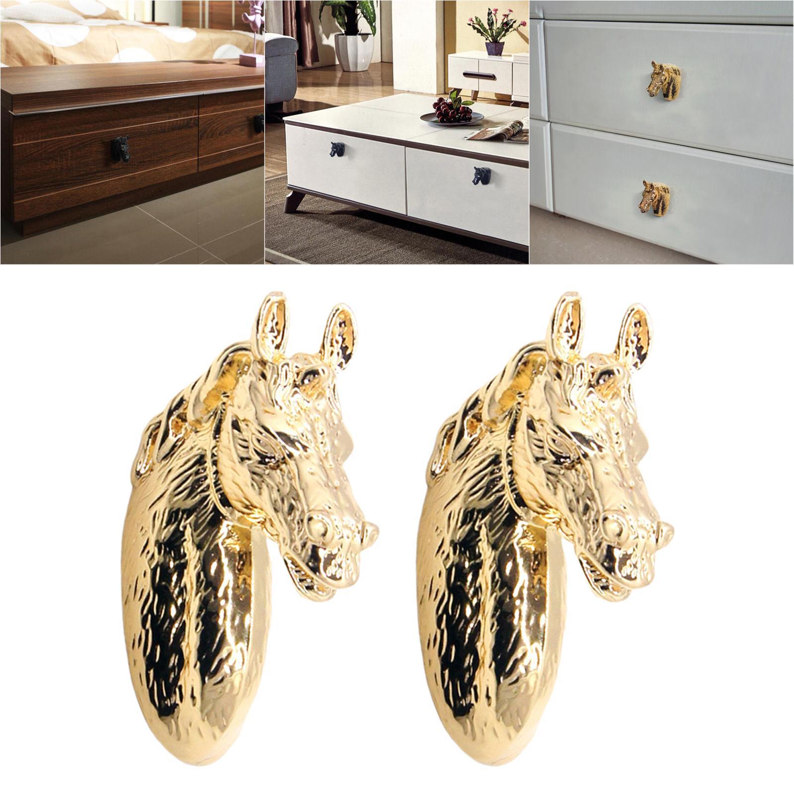 Horse Head Shaped Cabinet Door Handles Pulls Knobs Hardware with Screws