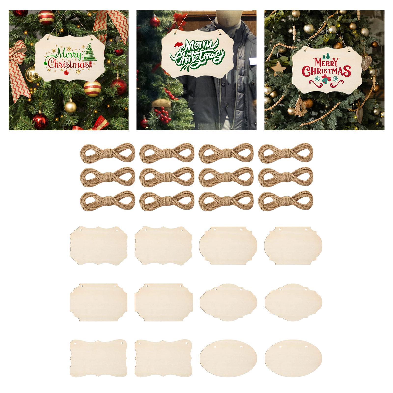 12 Pieces Unfinished Hanging DIY Blank Wooden Plaque for Bar Party