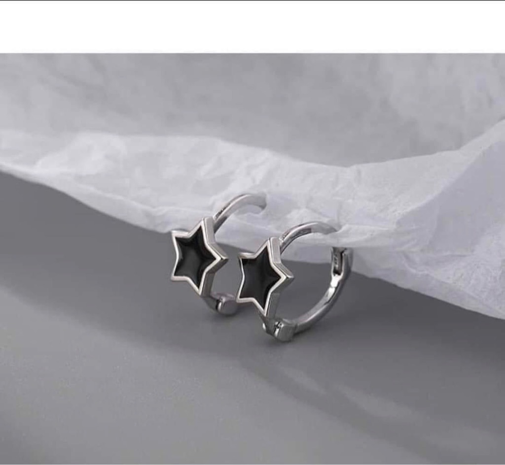 Khuyên Tai Bạc Ta Tròn Chốt Bấm Cá Tính Bạc Hiểu Minh HT385