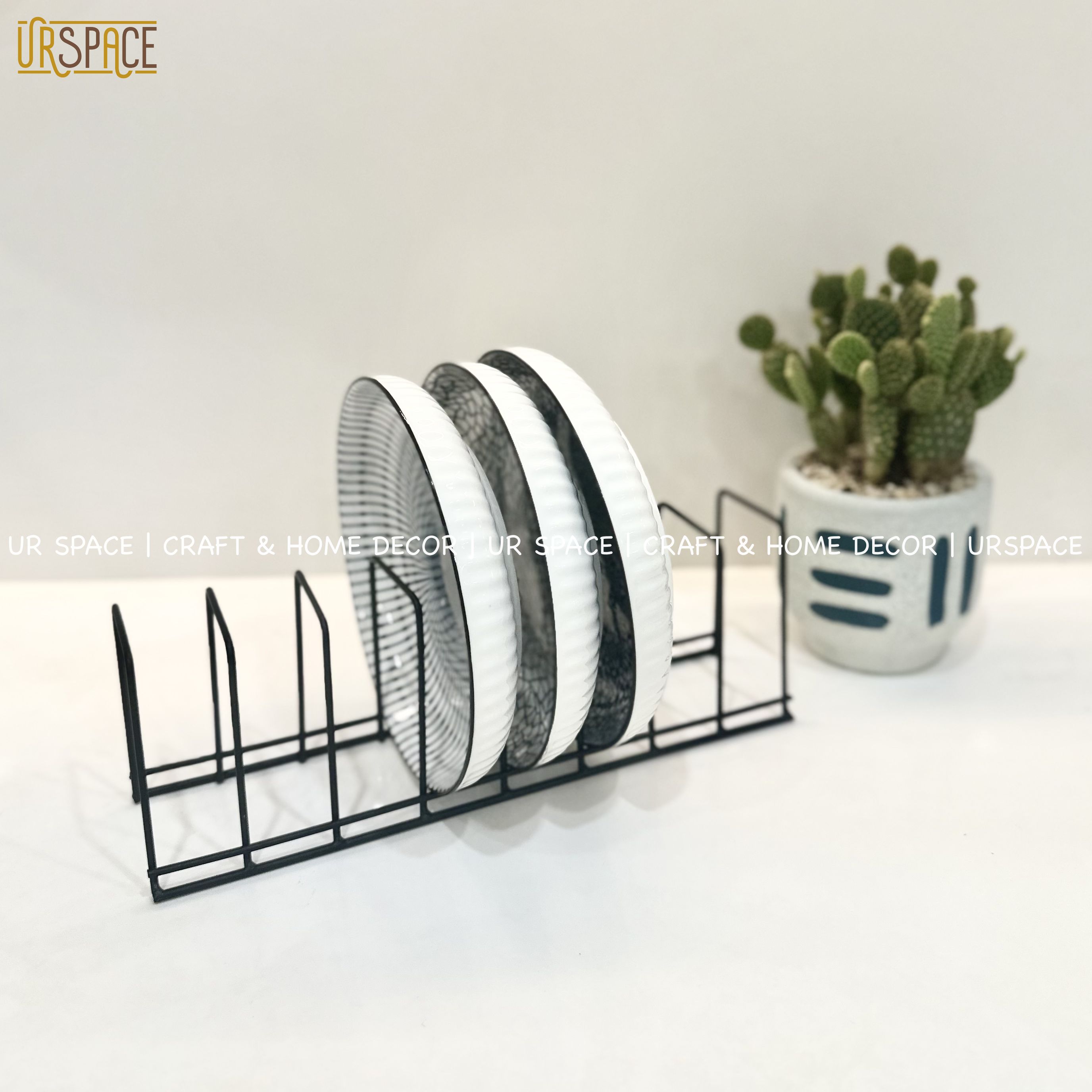 Giá kệ sắt úp chén dĩa URSPACE màu đen tiện dụng, thông minh / Kitchen Dish Drain Racks