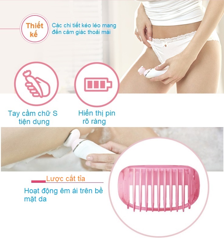 Máy Làm Sạch Lông Khô Và Ướt Dùng Cho Phụ Nữ Thương Hiệu Philips BRL130 và BRL140 - Hàng Nhập Khẩu