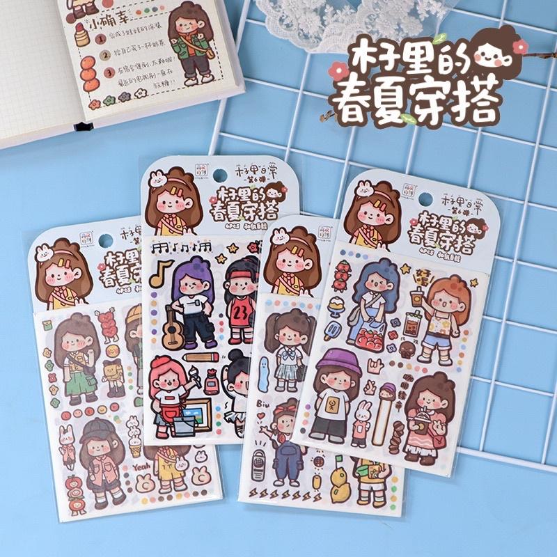 Set 4 tờ stickers dễ thương cuộc sống của BENZILI / trang trí nhật ký / ghi chép / DIY