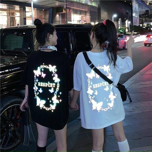 &lt;FREE SHIP&gt; Áo thun nam nữ unisex tay lỡ in phản quang chất thun co giãn 4 chiều (psconb)