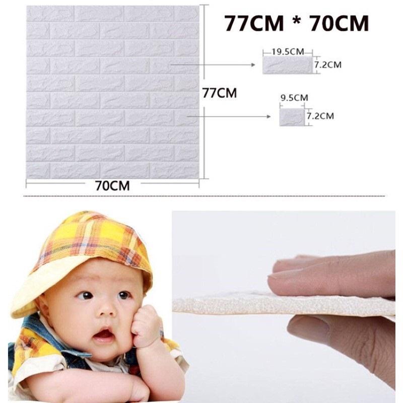 Xốp dán tường 3D giả gạch trang trí cao cấp 70x77cm - TRẮNG