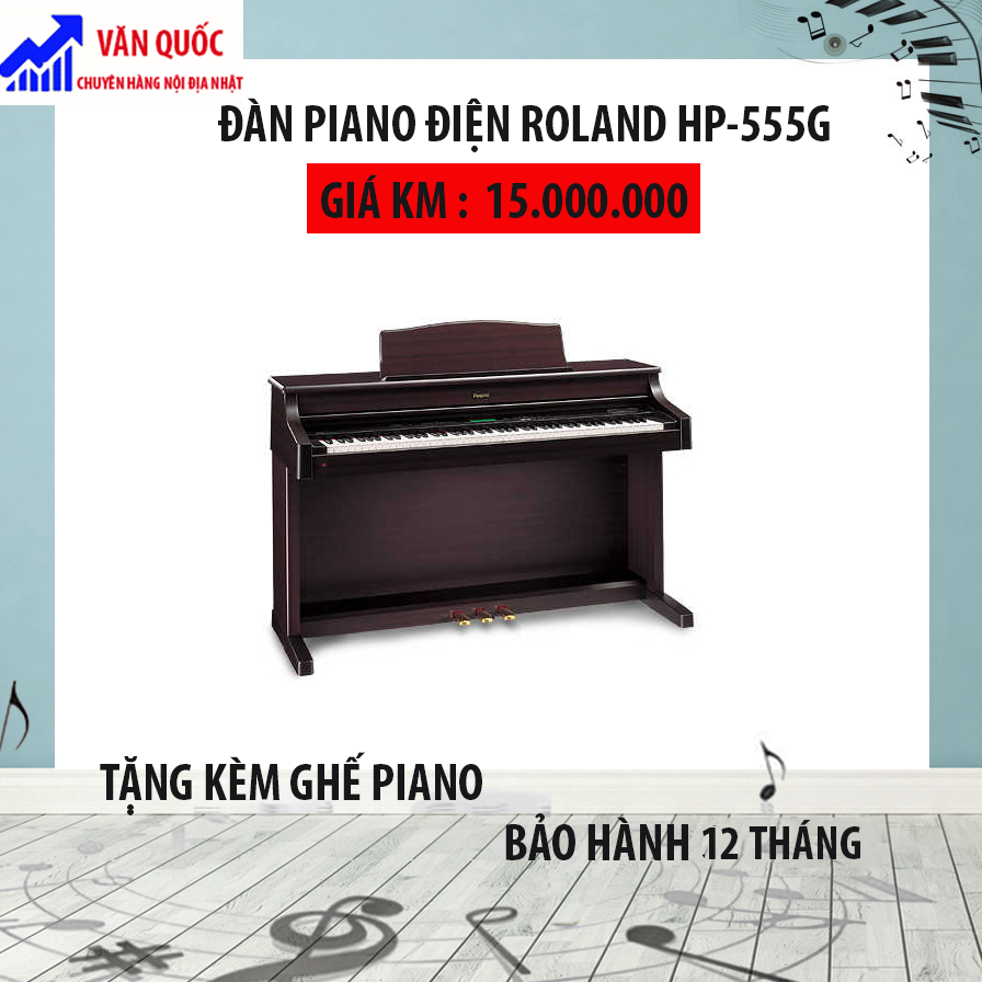 ĐÀN PIANO ĐIỆN ROLAND HP 555G TẶNG KÈM GHẾ PIANO