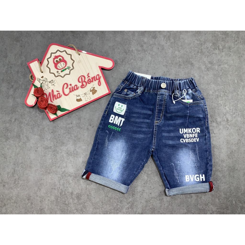 Quần jeans lửng bé trai phối chữ BMT size 30 - 47 kg