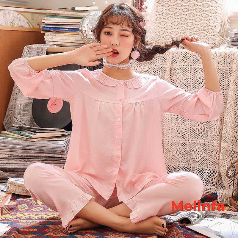 Bộ đồ ngủ nữ cao cấp không nhăn, bộ Pyjamas mặc nhà tay lửng, quần dài vải Tencel lụa phong cách trẻ trung mã VABD0198