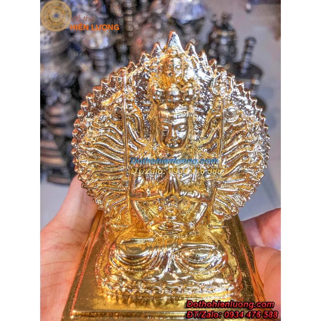 Tượng Phật Bà Nghìn Mắt Nghìn Tay Mạ Vàng Cao 10cm- Vật Phẩm Phong Thủy