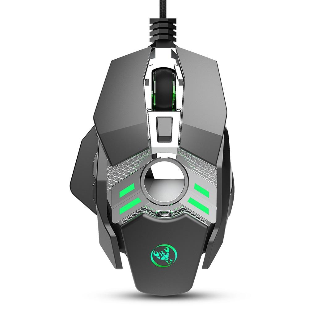 HXSJ J200 Wired Gaming Mouse Seven-key Macro Programming Settings Mouse with Four Adjustable DPI RGB Light Grey