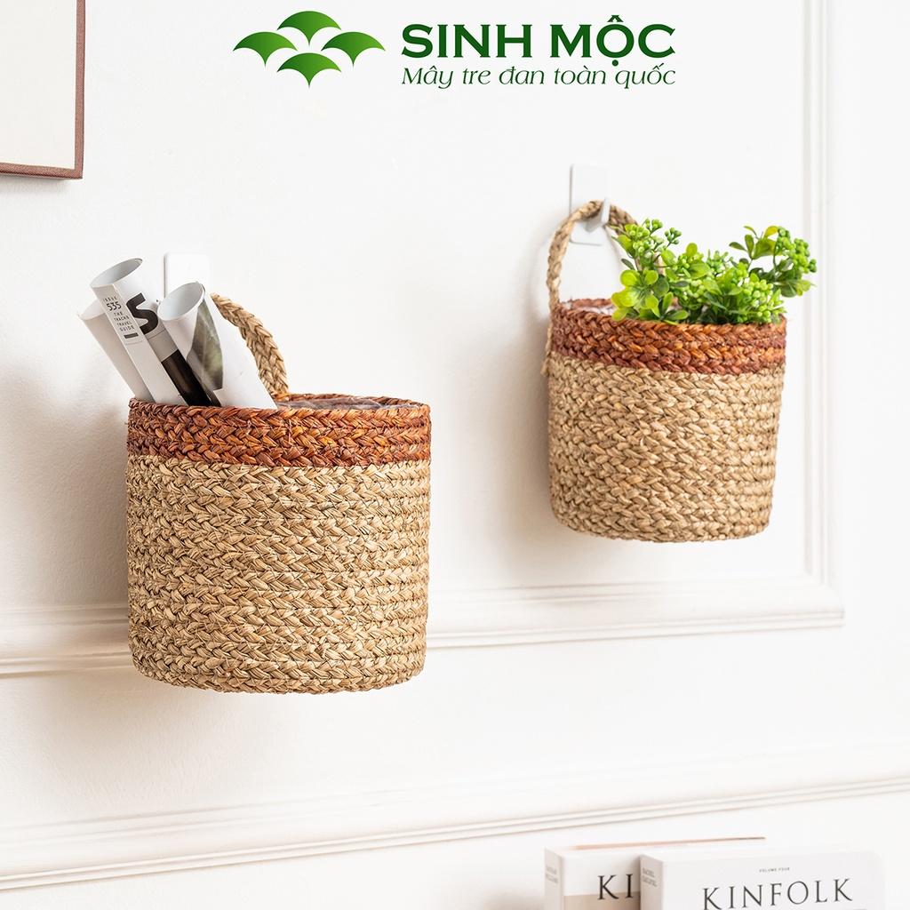 Giỏ cói trồng cây, giỏ cói đựng đồ, giỏ mây tre đan Sinh Mộc thân thiện với môi trường - M1004