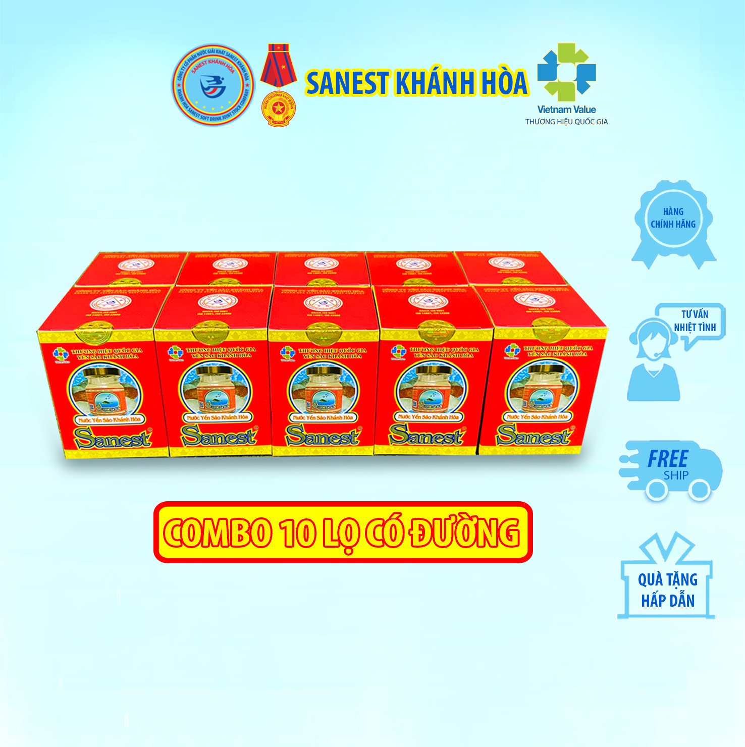 Nước Yến sào Khánh Hòa Sanest có đường đóng lọ 70ml