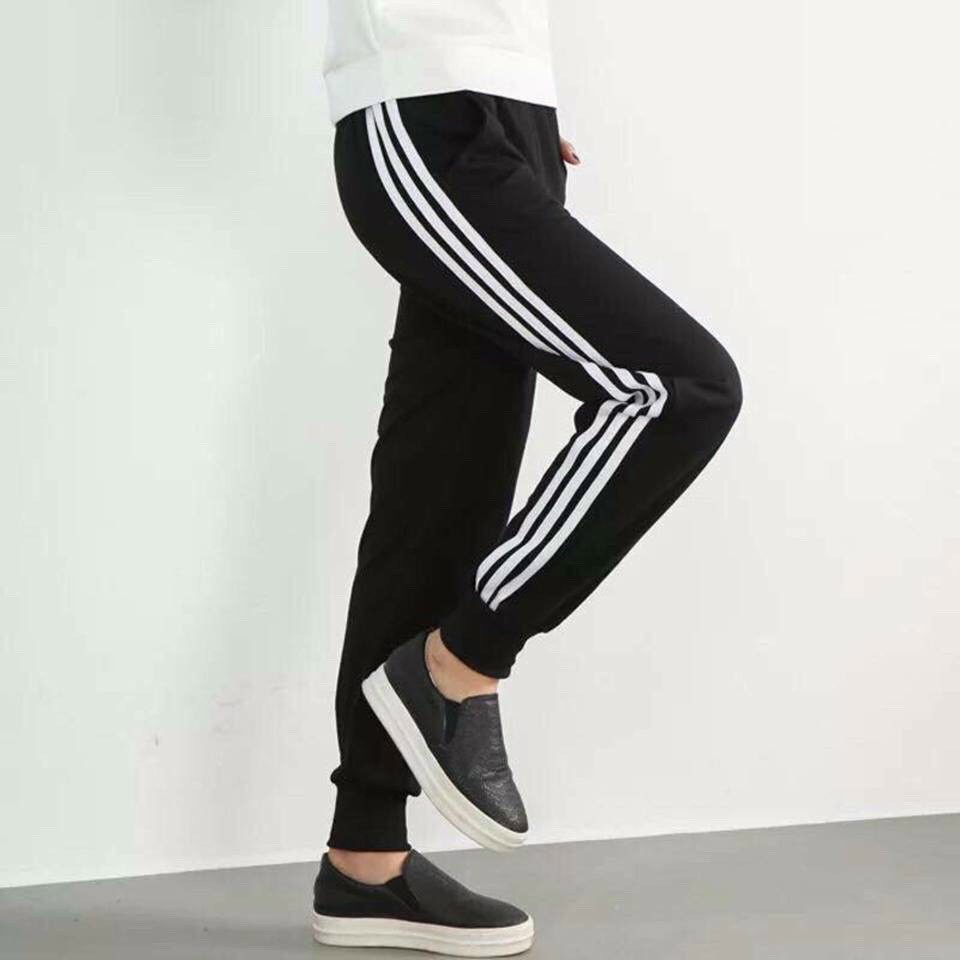 Quần Jogger Thun Nỉ Dài Có Bo Gấu 1 - 3 Sọc - Nhóm Nam Nữ , Cặp Đôi - Học Sinh Mặc Thể Dục