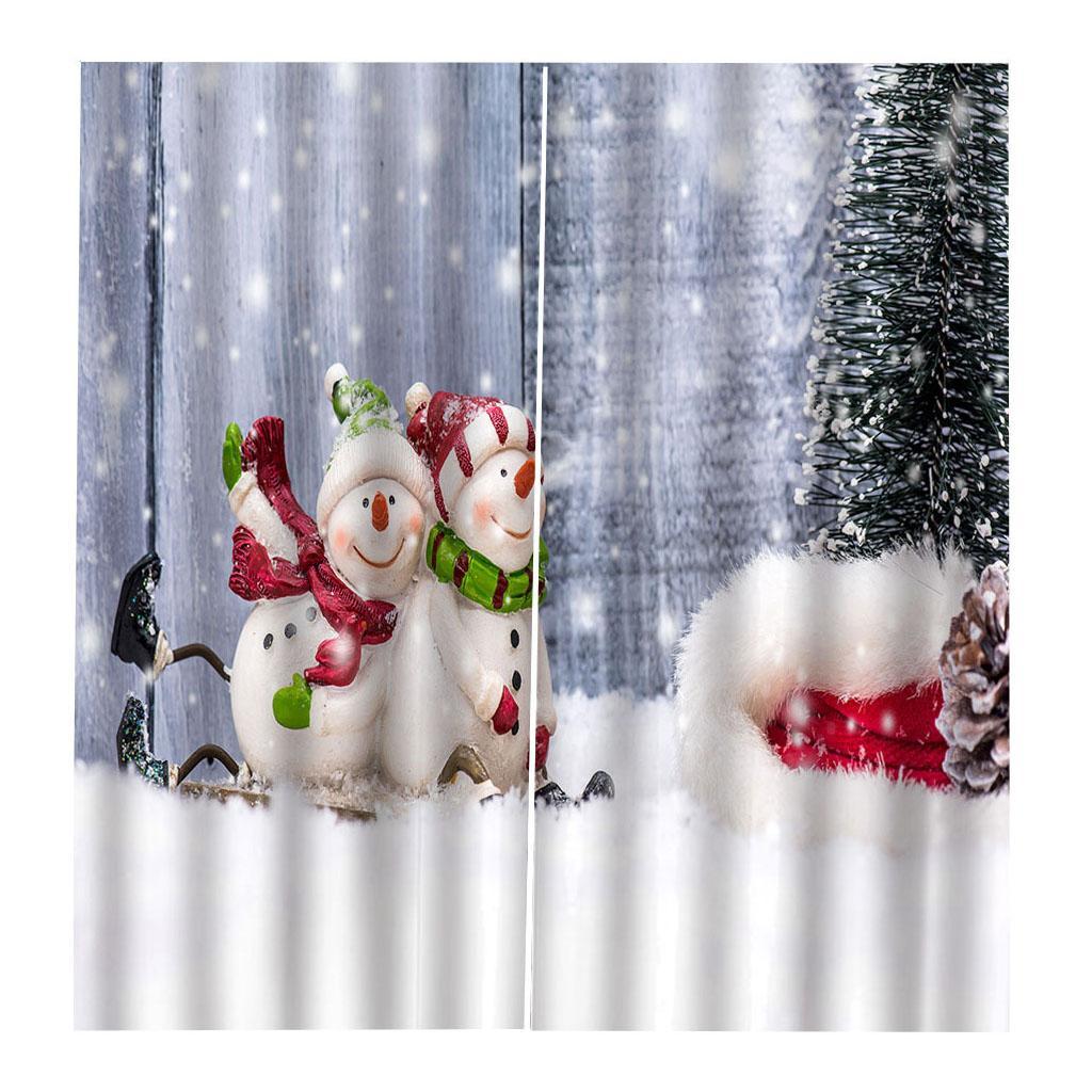 3pcs/set Christmas 3D Curtain Waterproof Window Drapes