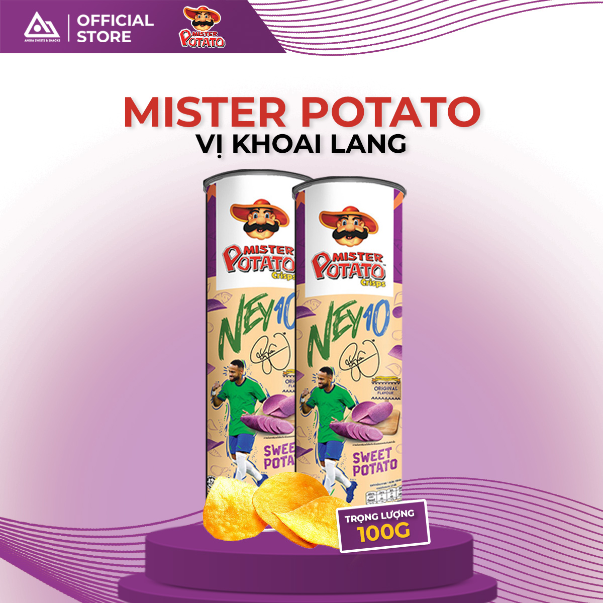 Bimbim khoai lang chiên Mister Potato hộp có hình Neymar 100g An Gia Sweets Snacks