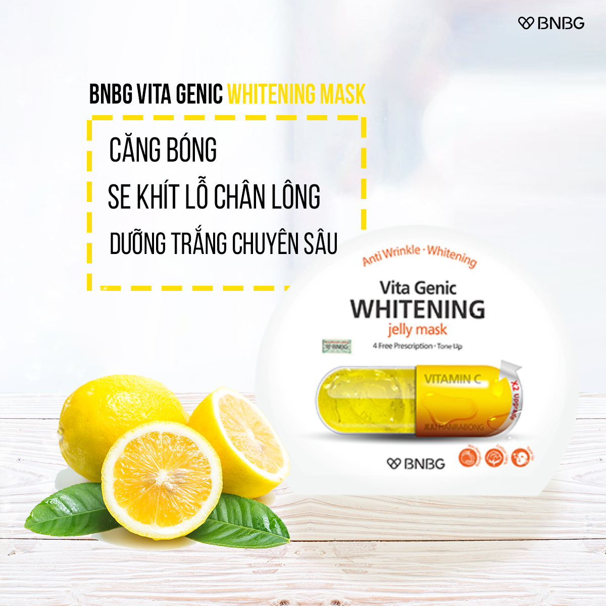 Mặt Nạ BNBG Vàng Dưỡng Trắng Vita Genic Whitening Jelly Mask 30ml