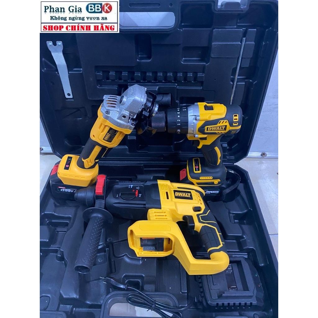 Bộ Combo 3 Trong 1 Gồm Máy Khoan Đục Bê Tông, Máy Mài Và Máy Khoan Pin Dùng Pin 199V, 2 Pin 15 Cell, Động Cơ Không Than