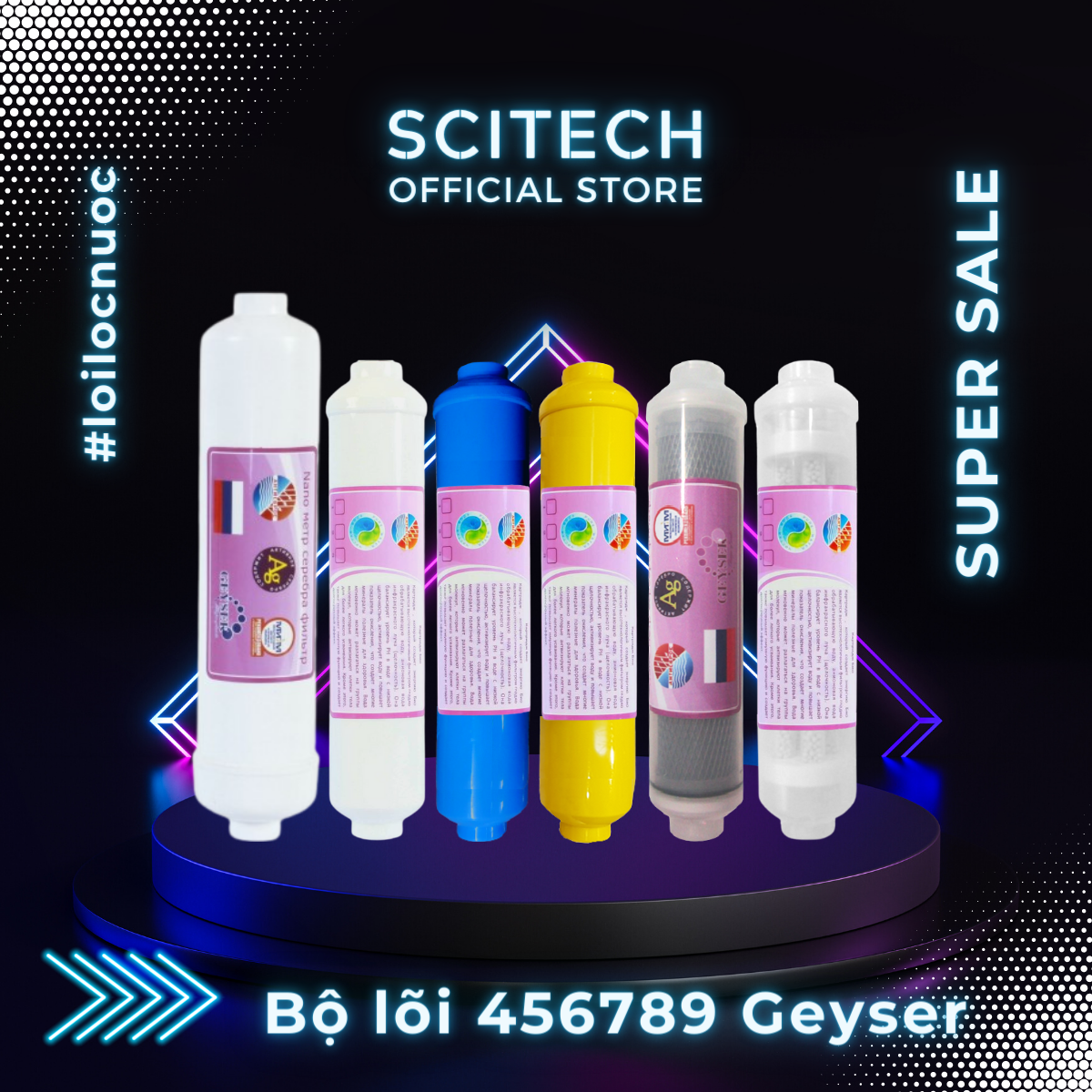 Bộ lõi số 4,5,6,7,8,9 máy lọc nước Nano Geyser TK by Scitech - Hàng chính hãng