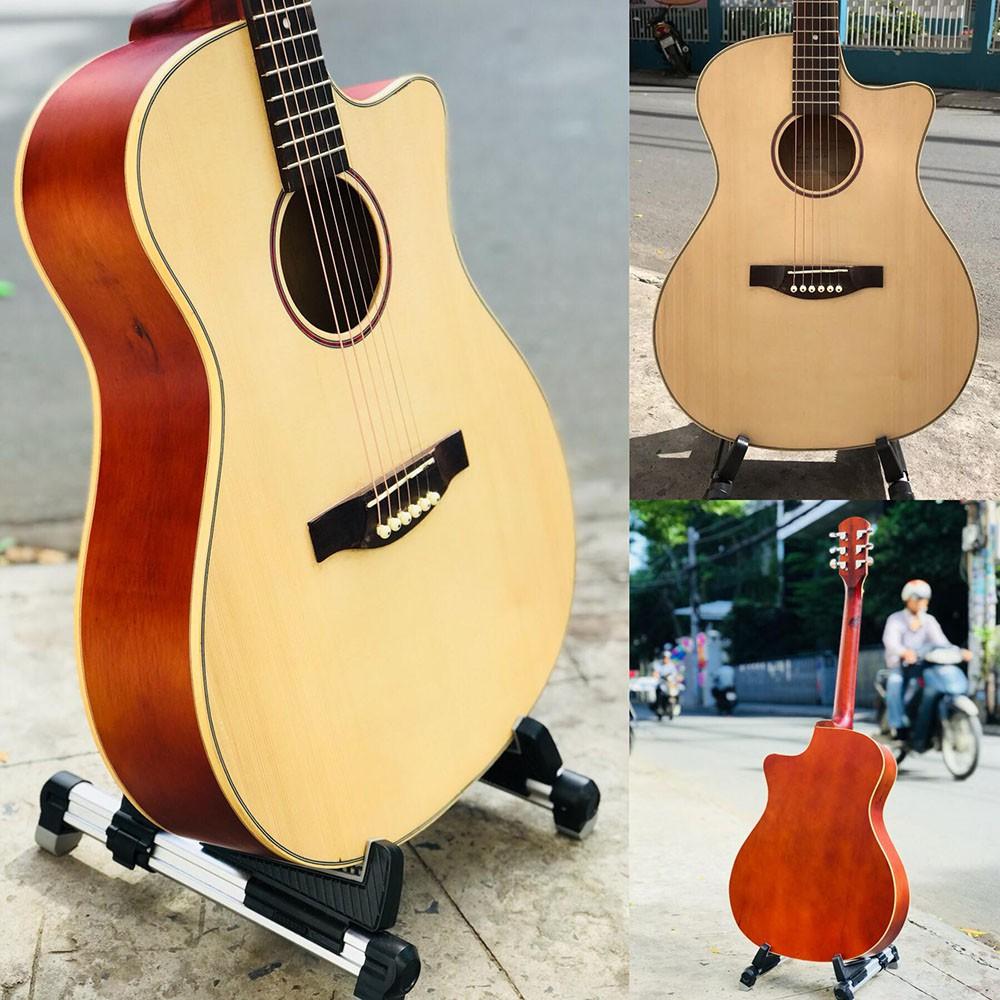 Đàn tập chơi - Guitar acoustic SVA1 - Đàn 6 phụ kiện, có bao da - Có ty chống cong giúp chơi lâu năm