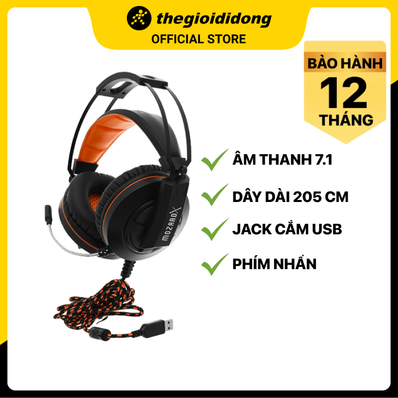 Tai nghe chụp tai Gaming MozardX DS904 7.1 Đen - Hàng Chính Hãng