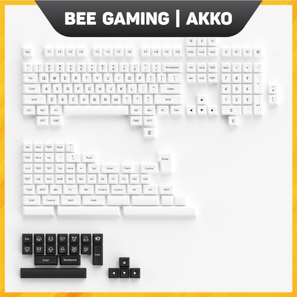 Bộ keycap chính hãng AKKO – Black on White BOW (Chất liệu ABS Double-Shot / SAL profile / 195 nút)