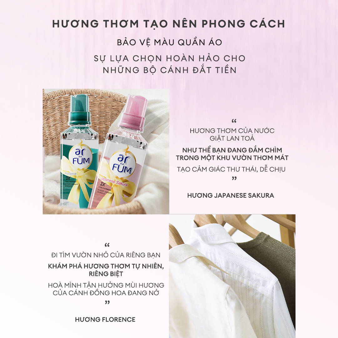 Nước Giặt Đậm Đặc Arfum Hương Nước Hoa, Dùng Cho Len, Lụa, Linen, Cotton Và Quần Áo Trẻ Em (750ml/ Chai)