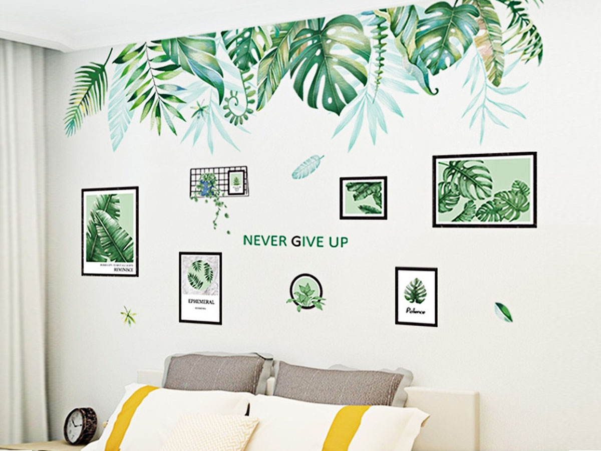 DECAL KHUNG ẢNH LÁ XANH